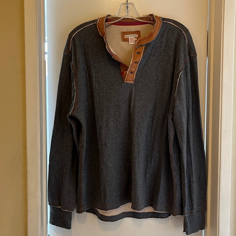 Carbon 2 Cobalt Charcoal kinetic Henley Sz Large Cotton - NWOT